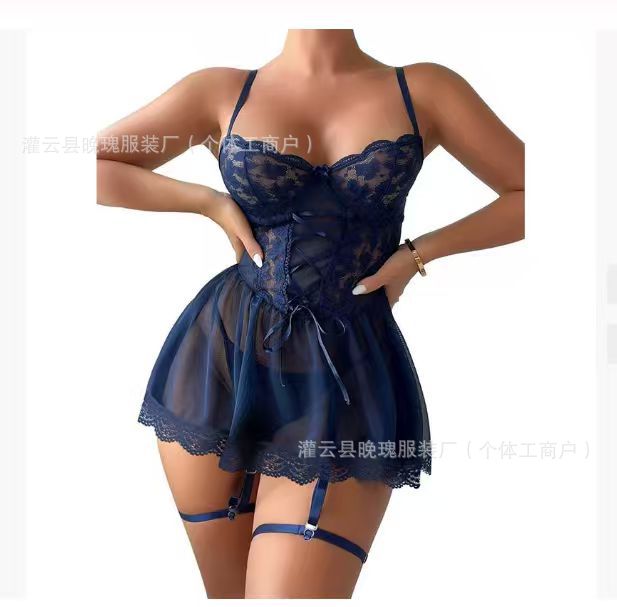 Lace Mesh Camisole Nightdress with Leg Rings
