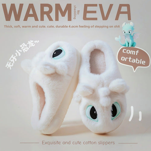 Cartoon Plush House Slippers with Thick EVA Sole