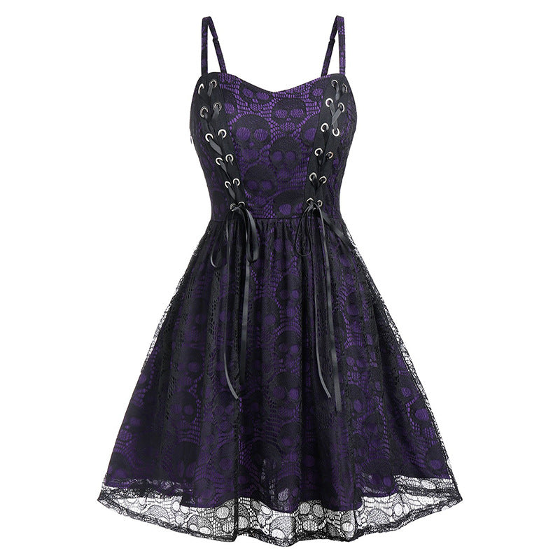 Lace-Stitch Sling Dress