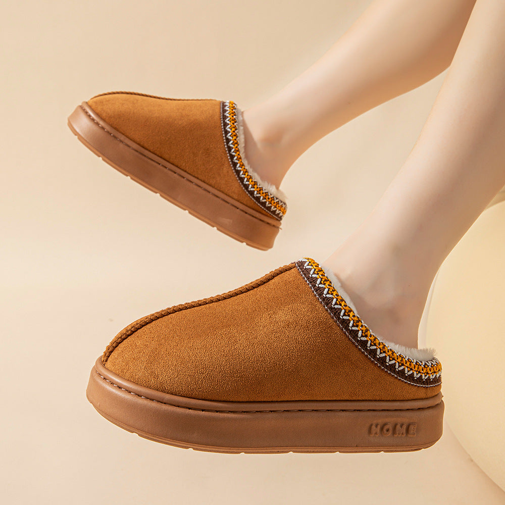 Imitation Deerskin Home Slippers with Thick Sole