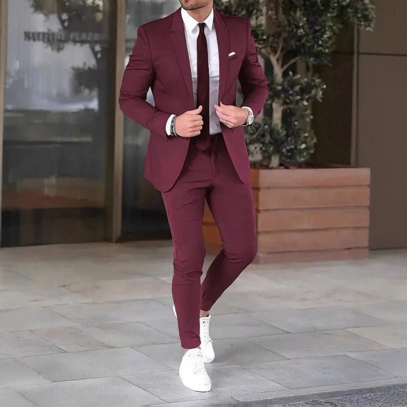 Slim Fit Mens Suit Two-Piece Set