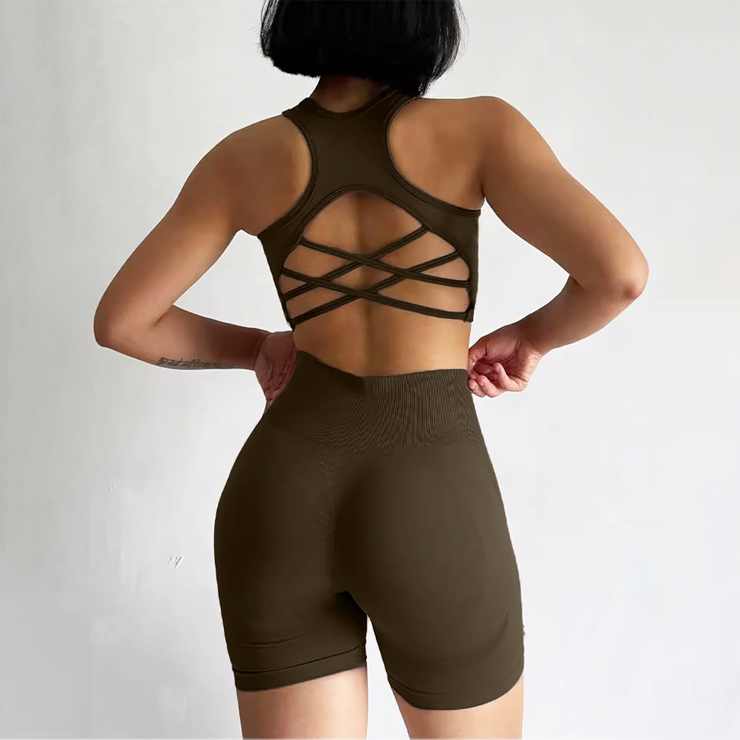 Women's Seamless Yoga Sports Set with Built-in Bra