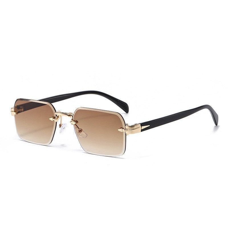 Metal Frameless Sunglasses with Floral Design