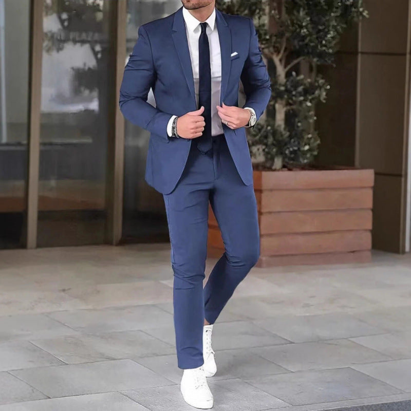 Slim Fit Mens Suit Two-Piece Set