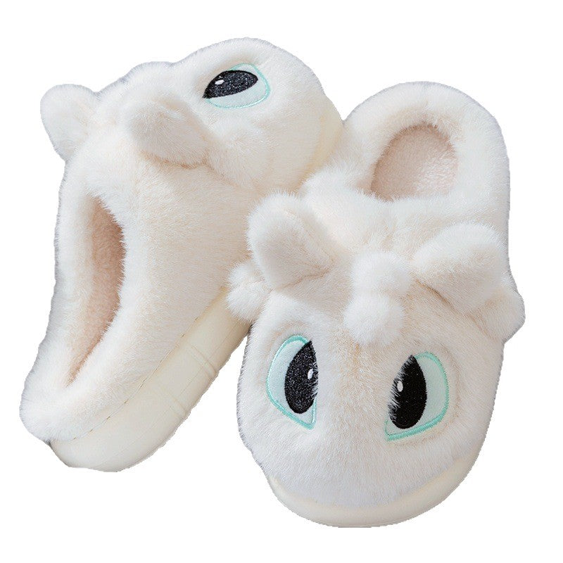 Cartoon Plush House Slippers with Thick EVA Sole