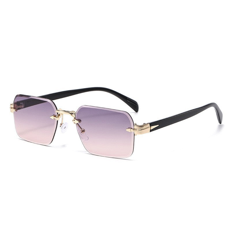 Metal Frameless Sunglasses with Floral Design