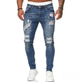 New Trendy European and American Style Skinny Fit Ripped Jeans for Men