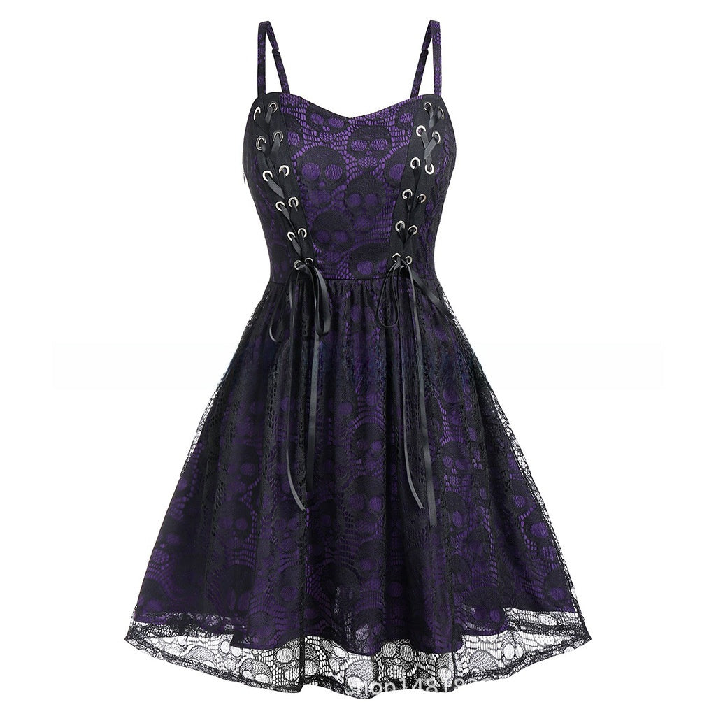 Lace-Stitch Sling Dress